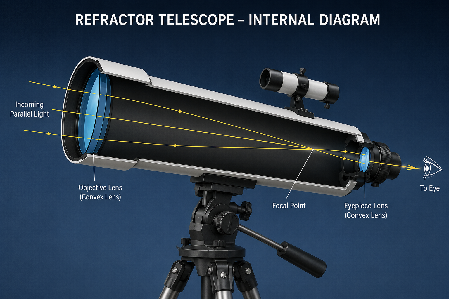 refractor telescope internal diagram physics of light